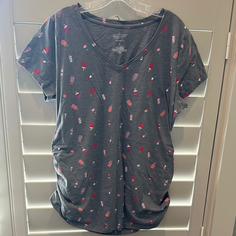 a:glow Gray Ruched Short Sleeve T-Shirt